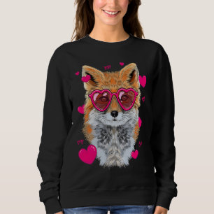 Cute Fox   For Girls Heart Glasses Fox Valentine Sweatshirt