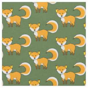 cute fox forest animal cartoon fabric