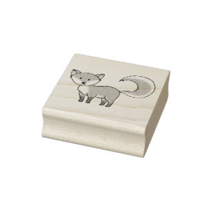 cute fox forest animal cartoon rubber stamp