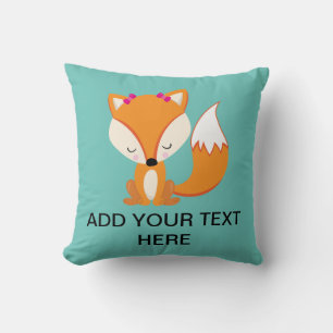 Cute fox girl custom text cushion