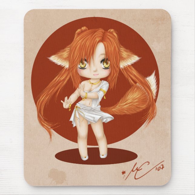 Cute Fox Girl Mousepad (Front)