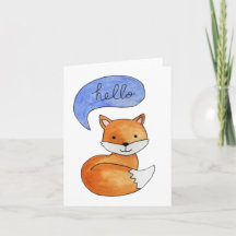 Cute fox hello card