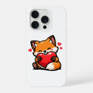 Cute Fox Hugging Heart – Kawaii Love Animal iPhone 15 Pro Case