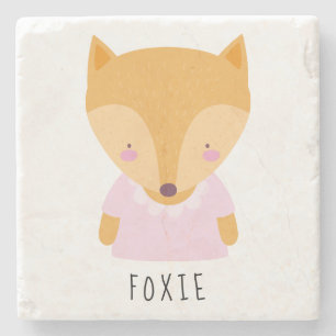 Cute Fox Illustration - Customisable Stone Coaster
