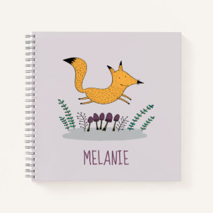 Cute Fox Illustration Kids Personalised Notebook