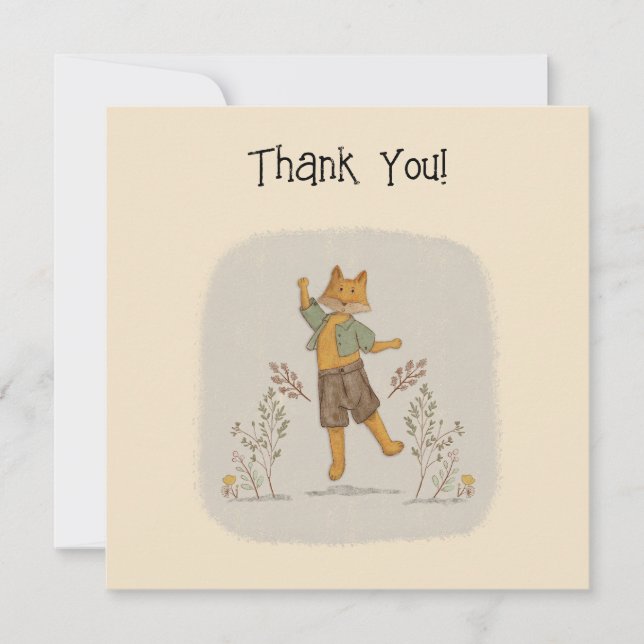 Cute Fox Illustration Thank You Card (Front)