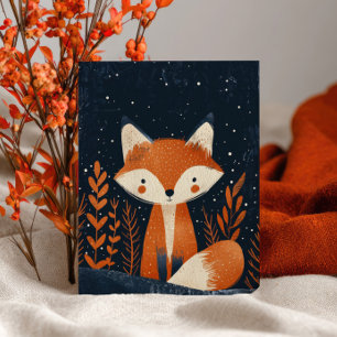 Cute Fox Illustration Woodland Christmas Postcard