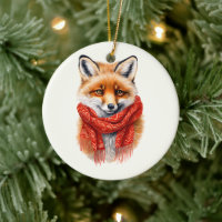 Cute Fox in a Red Scarf Autumn Image