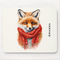 Cute Fox in a Red Scarf Autumn Image