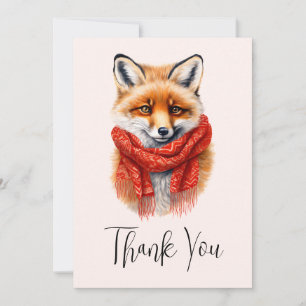 Cute Fox in a Red Scarf Autumn Image Thank You Card