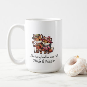 Cute Fox Kawaii Couple Adventuring Together Hiking Coffee Mug