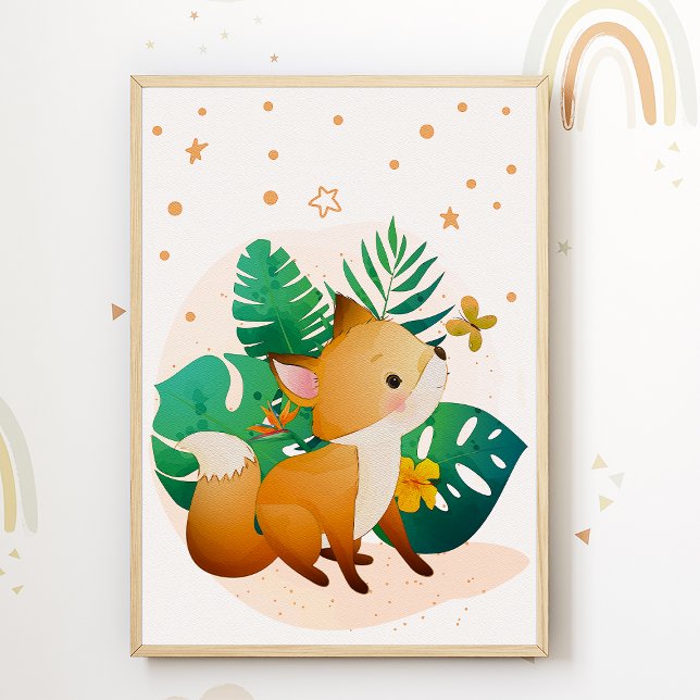 Cute Fox Kids Room Poster Stars Nursery Print (Creator Uploaded)