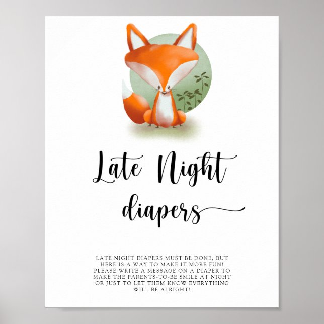 Cute Fox \ Late night diapers game Poster (Front)