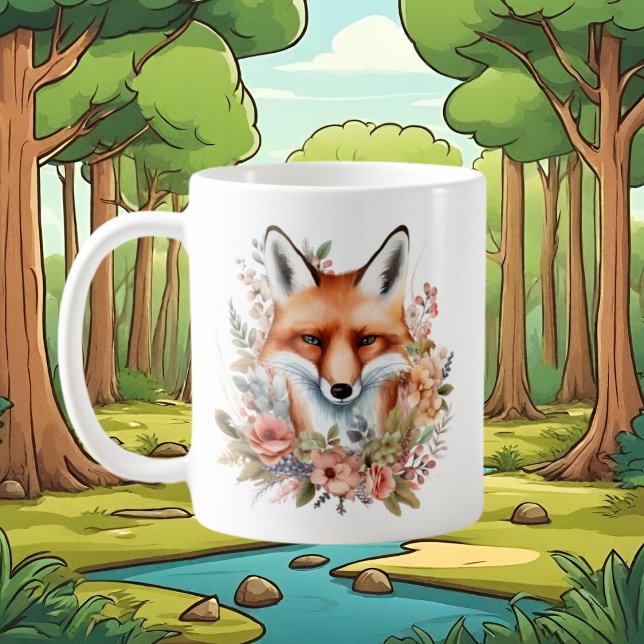 cute fox lovers add monogram coffee mug (Creator Uploaded)