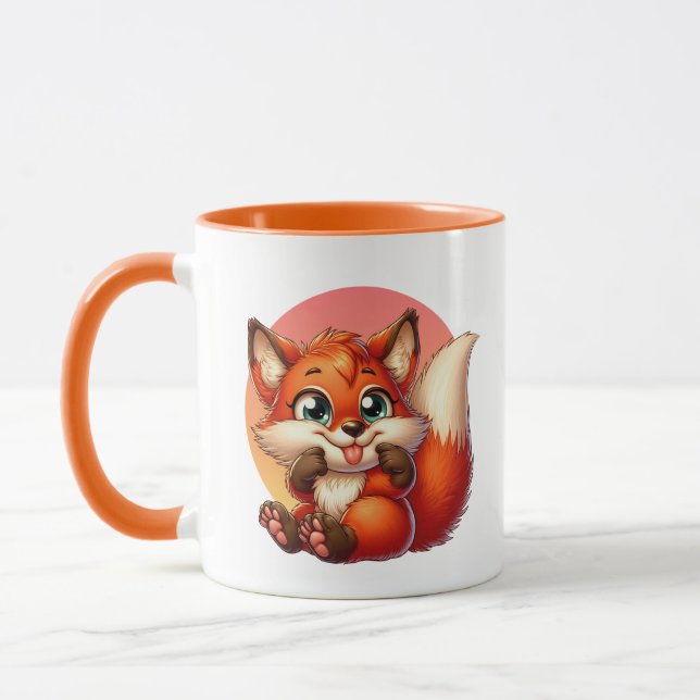 Cute fox lovers add monogram  mug (Left)