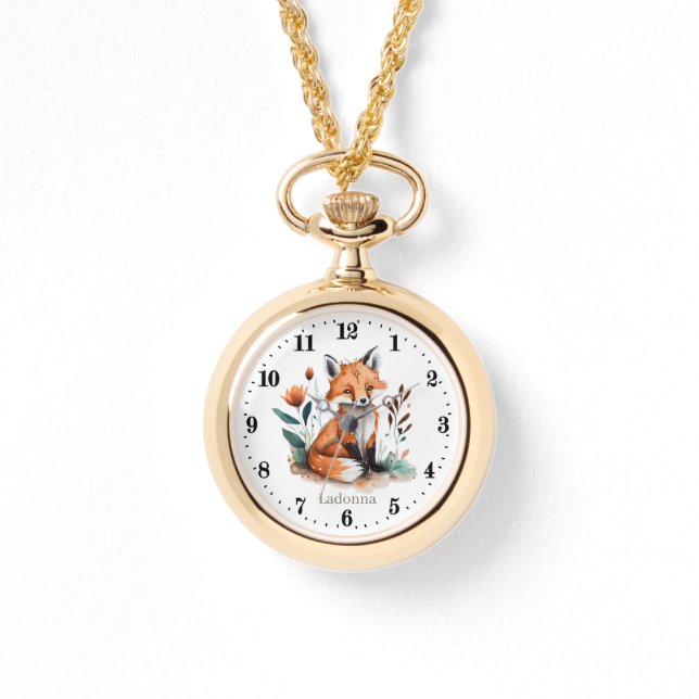 cute fox lovers add name watch (Front)