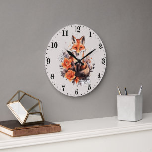 cute fox lovers add text Large Clock 