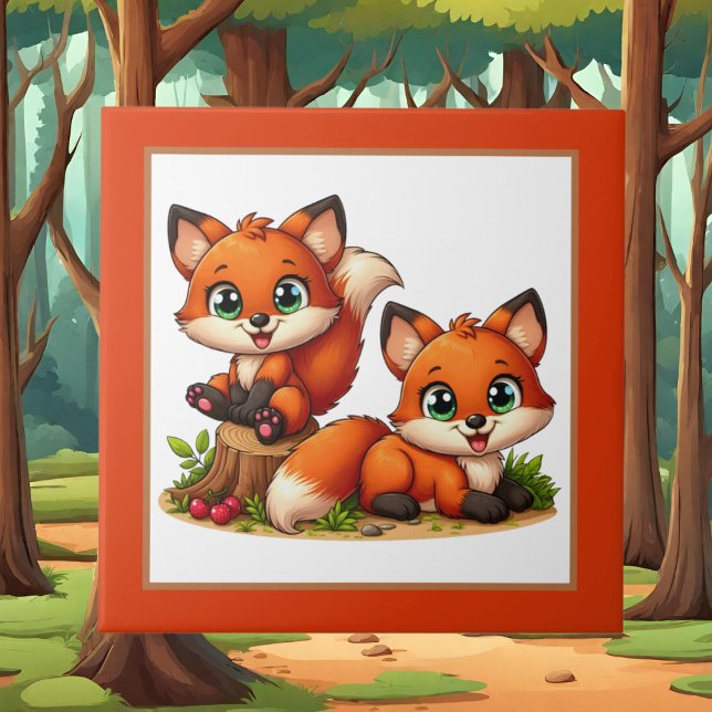 Cute fox lovers animal  ceramic tile (Creator Uploaded)