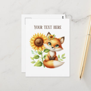 Cute fox lovers customisable  postcard