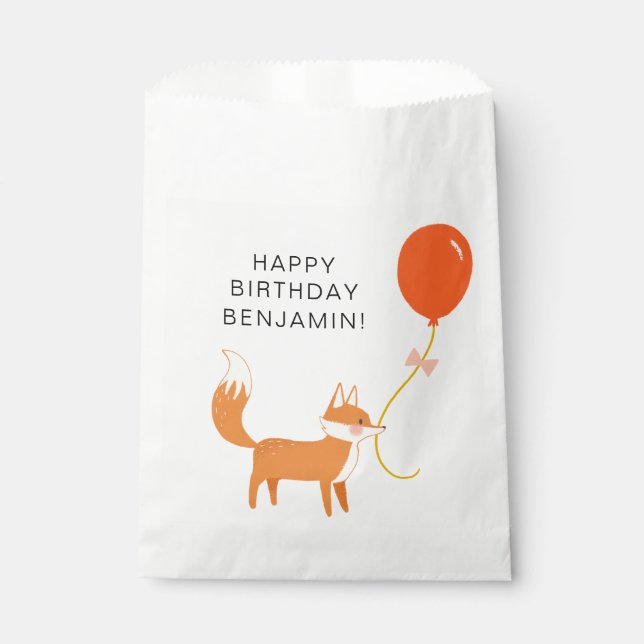 Cute Fox Modern Children's Party Favour Bag (Front)