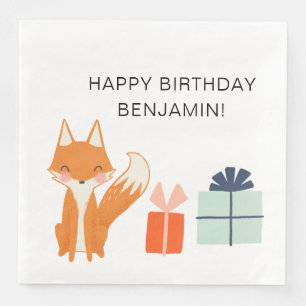 Cute Fox Modern Children's Party Napkin