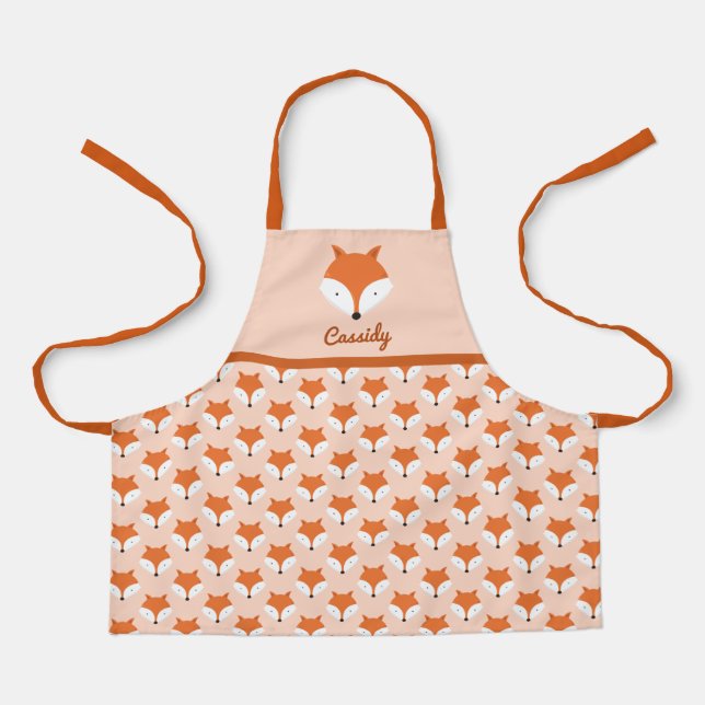 Cute Fox Name Animal Pattern Apron (Front)