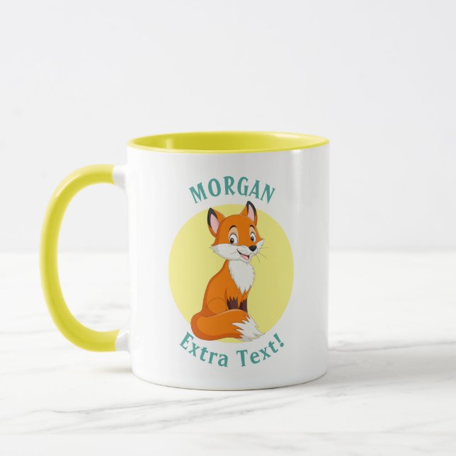 Cute Fox, Personalise Name & Message Mug (Left)