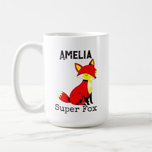 Cute Fox Personalised  Coffee Mug (Left)