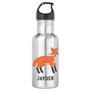 Cute Fox Personalised Custom Name Back To School 532 Ml Water Bottle