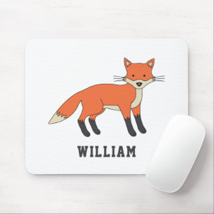 Cute Fox Personalised Custom Name Back To School Mouse Pad