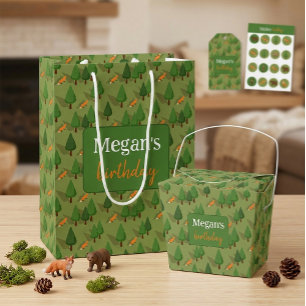 Cute Fox Personalised Name  Medium Gift Bag