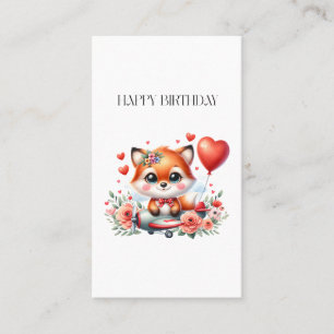 Cute Fox Pilot Birthday Business Card