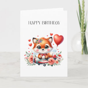 Cute Fox Pilot Birthday Card