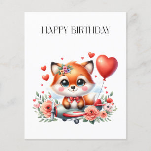 Cute Fox Pilot Birthday Flyer