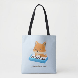 Cute Fox Playing On The Piano Keyboard Tote Bag
