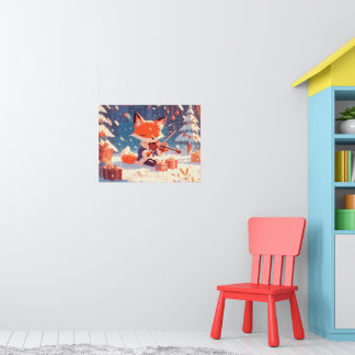 Cute Fox Playing Violin Poster