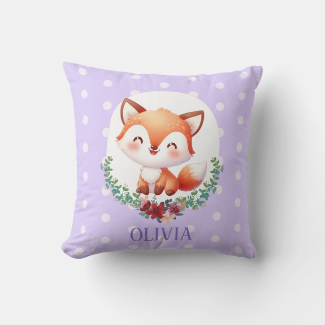 Cute Fox Polka Dot Elegant Cushion (Front)