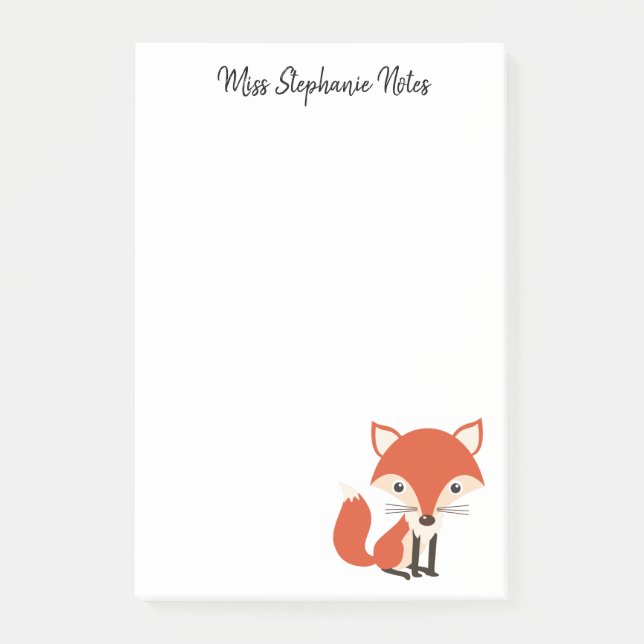 Cute Fox Post It Notes for Class-Office-College (Front)