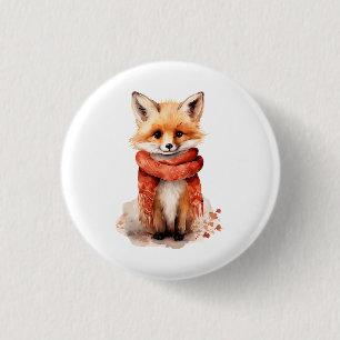 Cute Fox Pup in a Red Scarf 3 Cm Round Badge