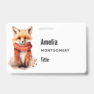 Cute Fox Pup in a Red Scarf ID Badge