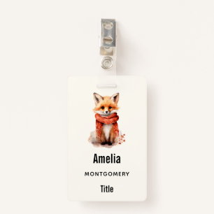  Cute Fox Pup in a Red Scarf ID Badge