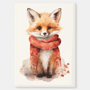 Cute Fox Pup in a Red Scarf Magnet