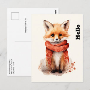 Cute Fox Pup in a Red Scarf Postcard