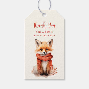 Cute Fox Pup in a Red Scarf Wedding Gift Tags