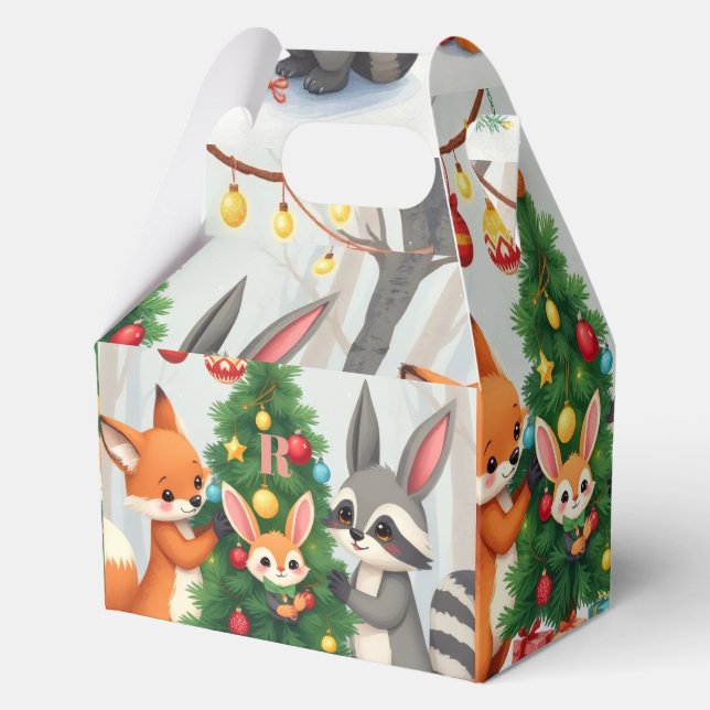  Cute Fox, Racoon, & Bunny Christmas Keepsake Favour Box (Front)