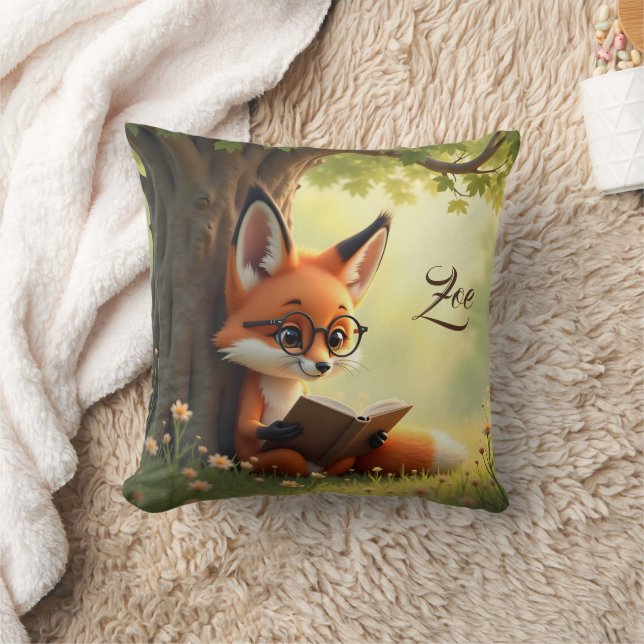 Cute fox reading a book, custom kids   cushion (Blanket)
