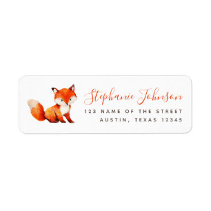 Cute Fox Red Handwriting Woodland Return Address Return Address Label