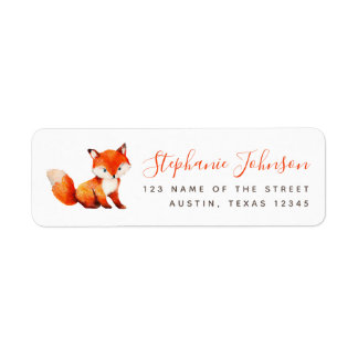 Cute Fox Red Handwriting Woodland Return Address Return Address Label
