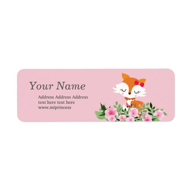 cute fox  return address stickers (Front)