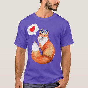 Cute Fox Says I Love You Heart Novelty T-Shirt